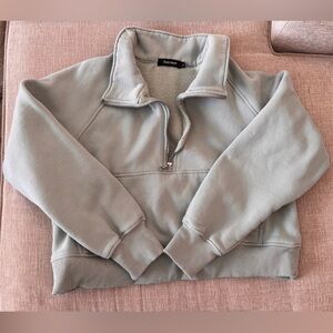 Seafoam Green Quarter-Zip Pullover - Cropped Style